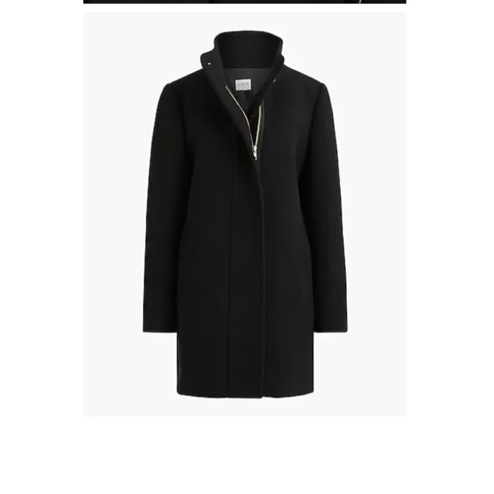 J.Crew Womens $298 Button Neck City Coat Black Size 20 BU261 - Picture 2 of 10